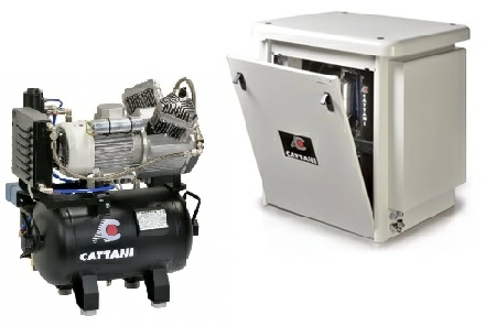 Cattani безмасляный 30-160 для 2 установок, с осушителем, 1-фазный (в кожухе) фото