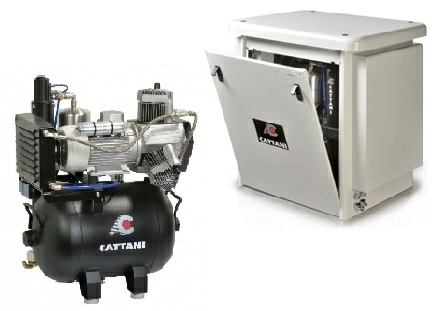 Cattani безмасляный 45-238 для 4 установок, с осушителем, 1-фазный (в кожухе) фото